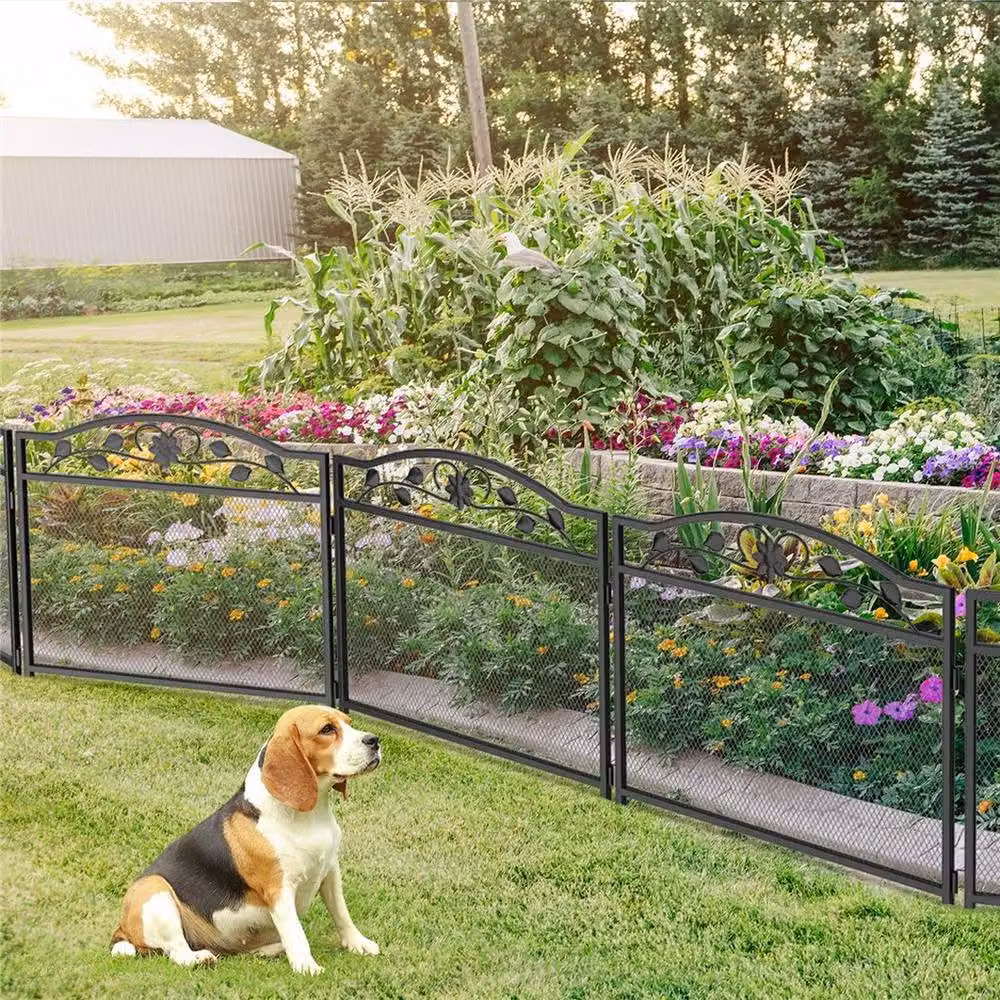NESTLUNE 5-Piece Dense Web Metal Garden Fence for Outdoor Flower Beds, Black, W/H: 100 x 15 cm – 4