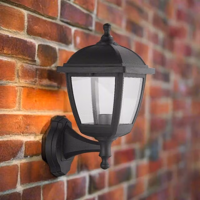 CGC Lighting Black Outdoor Wall Lantern with Transparent Polycarbonate Diffuser IP44 Rated – 1