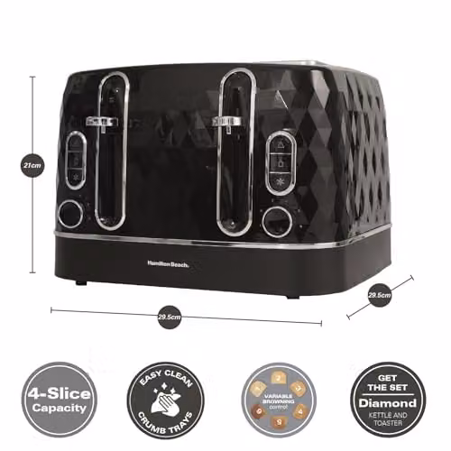 Hamilton Beach Diamond 4 Slice Toaster, 2300W, Black – 3