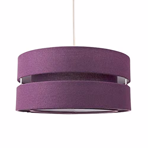 Happy Homewares Purple Linen Fabric Triple Tier Ceiling Pendant Light Shade, Diameter: 26 cm – 1
