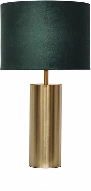 First Choice Lighting Amber Gold Touch Operated Table Lamp with Green Velvet Shade