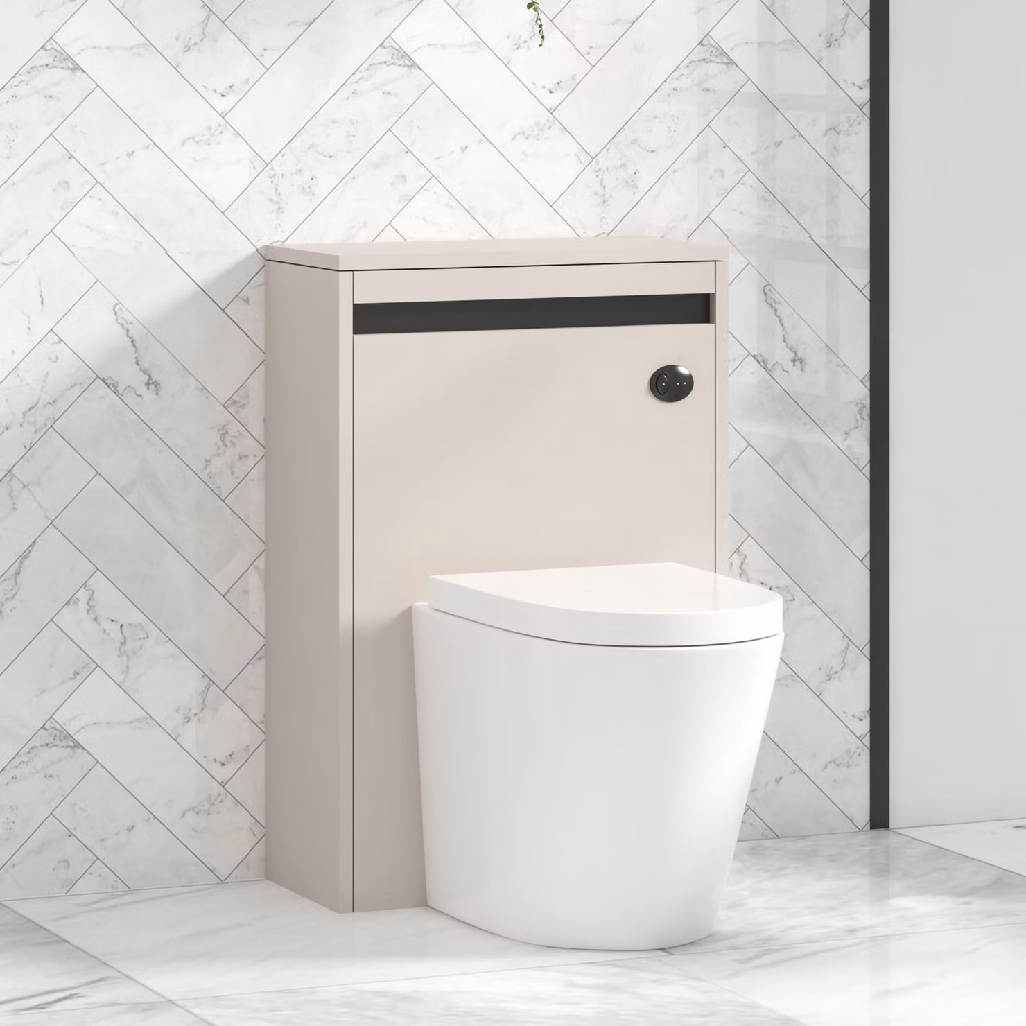 Royal Bathrooms Orion 540mm Warm Taupe BTW WC Toilet Unit with Black Accent Trim