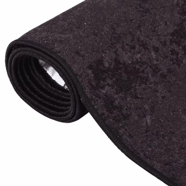 Berkfield Home Washable Anti Slip Round Rug in Anthracite and Black, Diameter: 100 cm