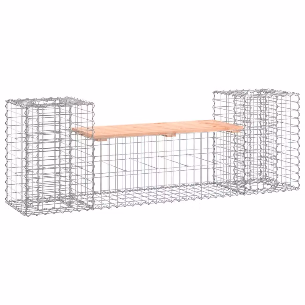 Berkfield Home Gabion Design Garden Bench in Brown Solid Douglas Wood, W: 183 cm, D: 41 cm, H: 60.5 cm – 1