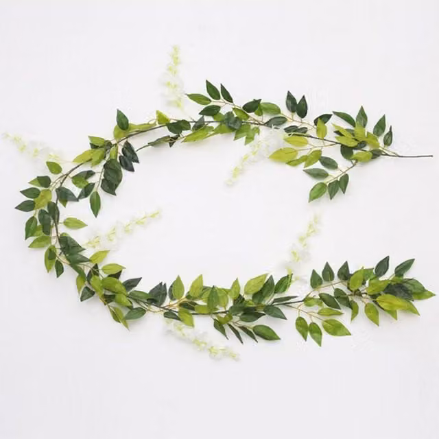 Living and Home 2 Piece White Artificial Wisteria Flower Garland Decoration