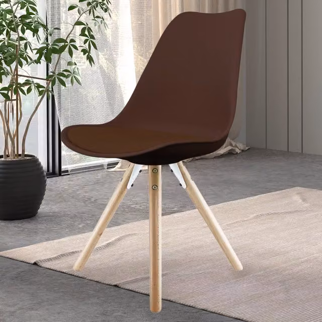 Fusion Living Soho Dining Chair in Brown with Wood Legs