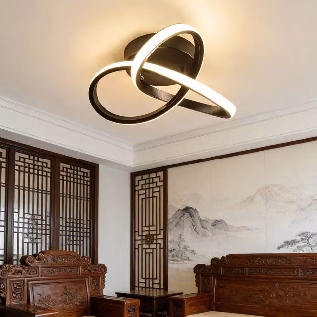 NIVOR Black Modern LED Flush Mount Ceiling Light with Cool White Illumination