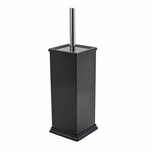 Harbour Housewares 3L Square Stainless Steel Pedal Bin and Toilet Brush Set in Black – 3