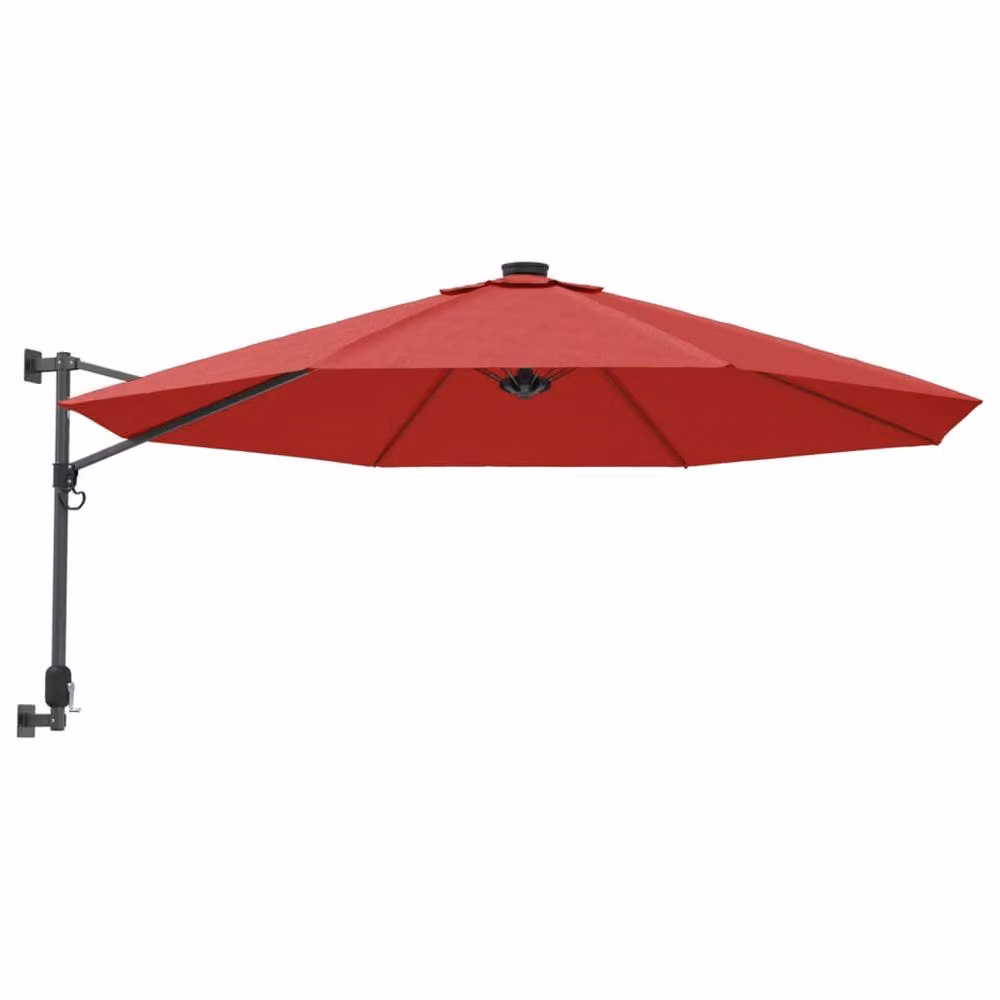 Berkfield Home Wall-mounted Parasol with LEDs in Red, 290 cm – 2
