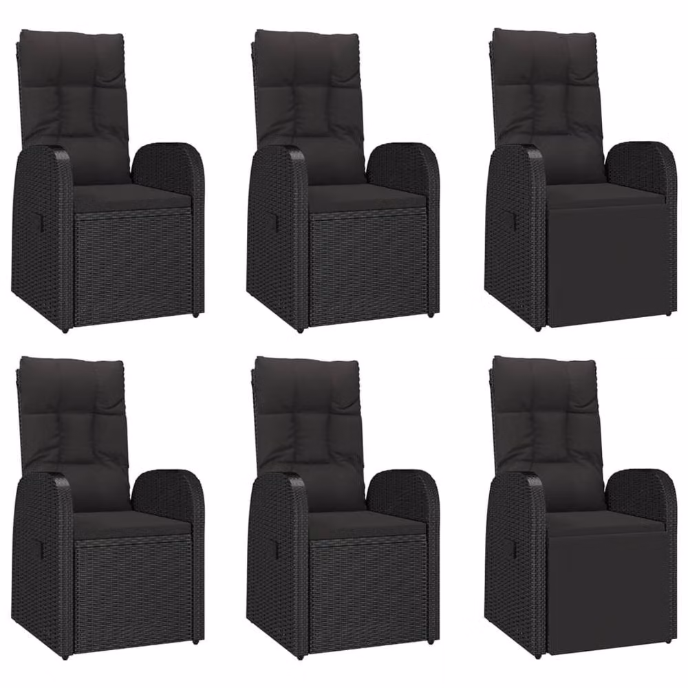 Berkfield Home Beautiful 7 Piece Black Poly Rattan and Oiled Acacia Wood Garden Dining Set – 4