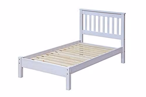 Core Products Corona Single Slatted Low End Bedstead in White Solid Pine Wood, W/D/H: 90 x 190 cm