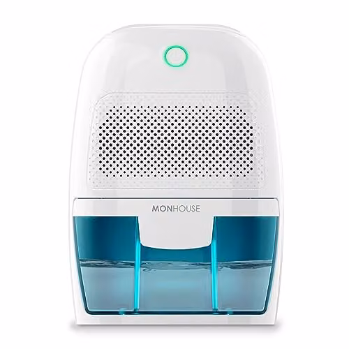 MONHOUSE Mini Portable Electric Air Dehumidifier, 600ml Moisture Absorber in White/Blue/Turquoise – 1