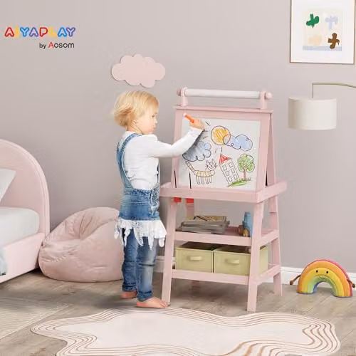 AIYAPLAY Art Easel with Paper Roll for Kids, Pink – 2