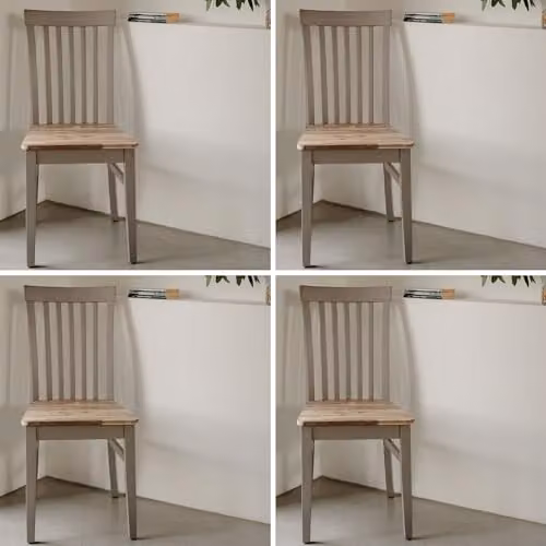 Statement Furniture Florence Highback Dining Chairs with Acacia Wood Seat, Set of 4, Grey, W45 x D53 x H94 cm – 4