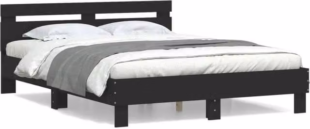 Berkfield Home Black Engineered Wood Bed Frame W/D/H: 150 x 200 cm