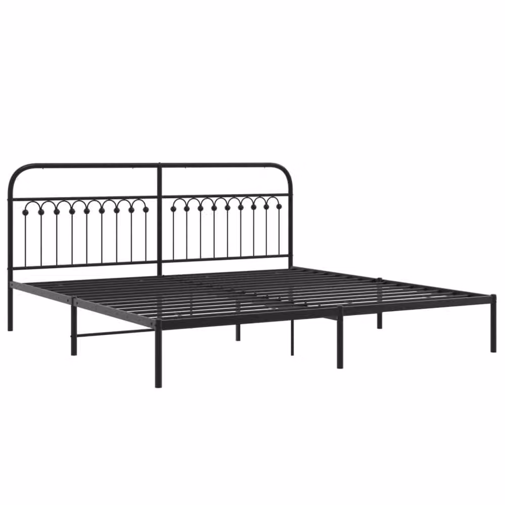 Berkfield Home Metal Bed Frame with Headboard, Black, W: 193 cm, D: 203 cm – 3