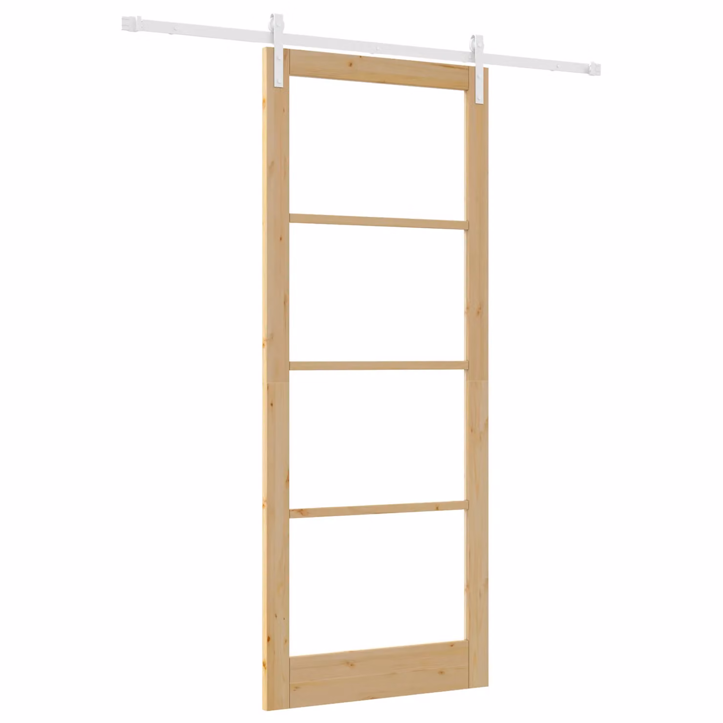 Berkfield Home Orkdal Modern Sliding Door with Hardware Set in Beige, Solid Wood and Glass, H: 232 cm, W: 93 cm – 2