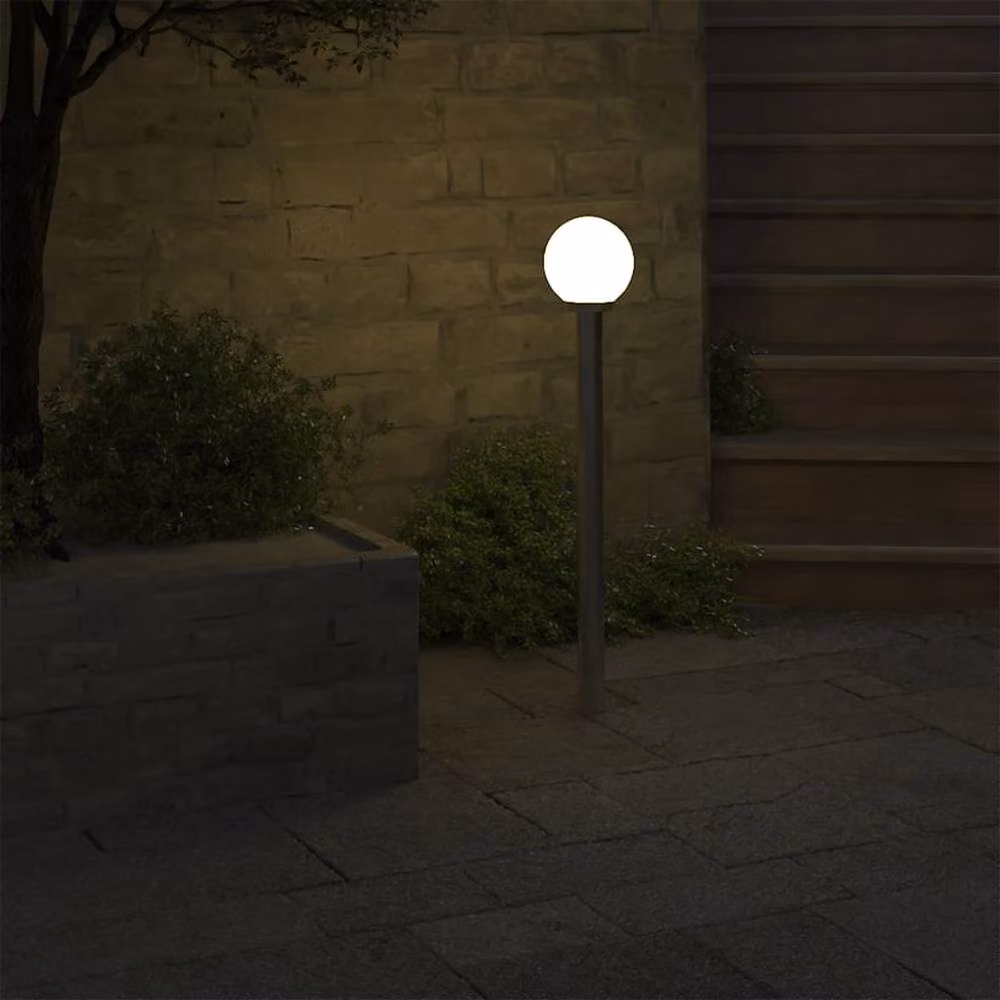 Berkfield Modern White Garden Lamp Post with Glass Sphere, Height: 110 cm – 3