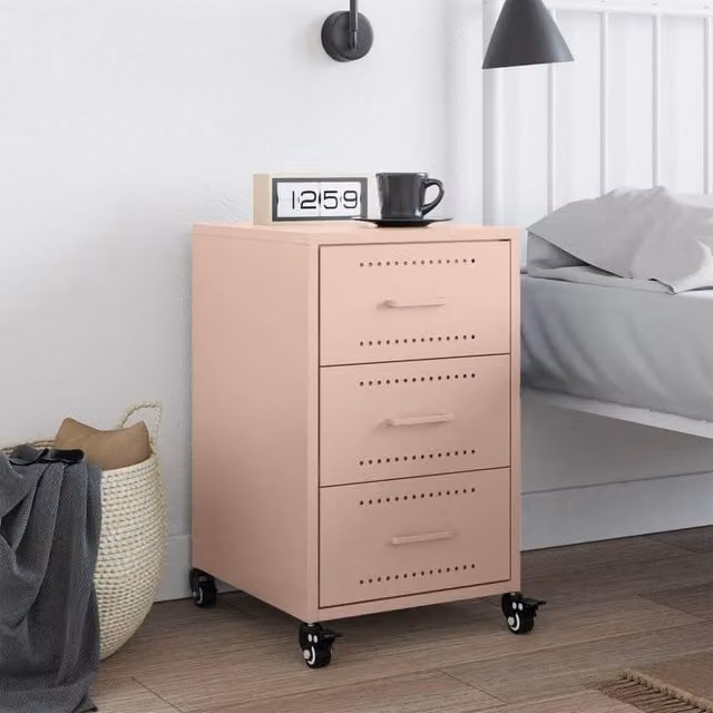 Berkfield Home Stylish Bedside Cabinet in Pink, W/D/H: 36 x 39 x 59 cm
