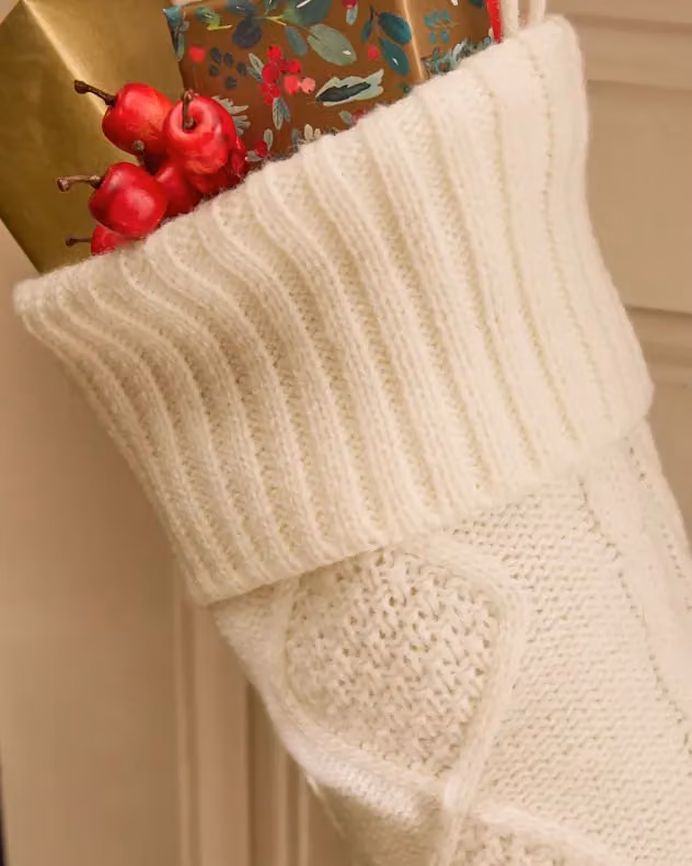Dibor Set of 4 White Chunky Knit Christmas Stockings – 5