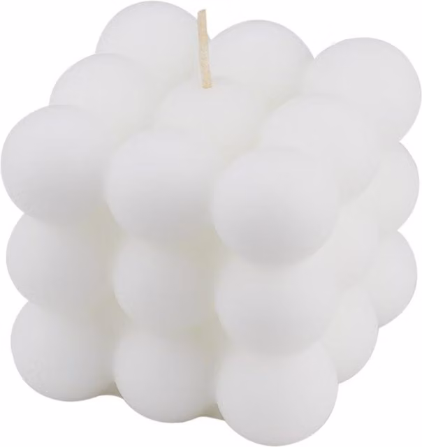 Komore White Floral Scented Geometric Bubble Candle