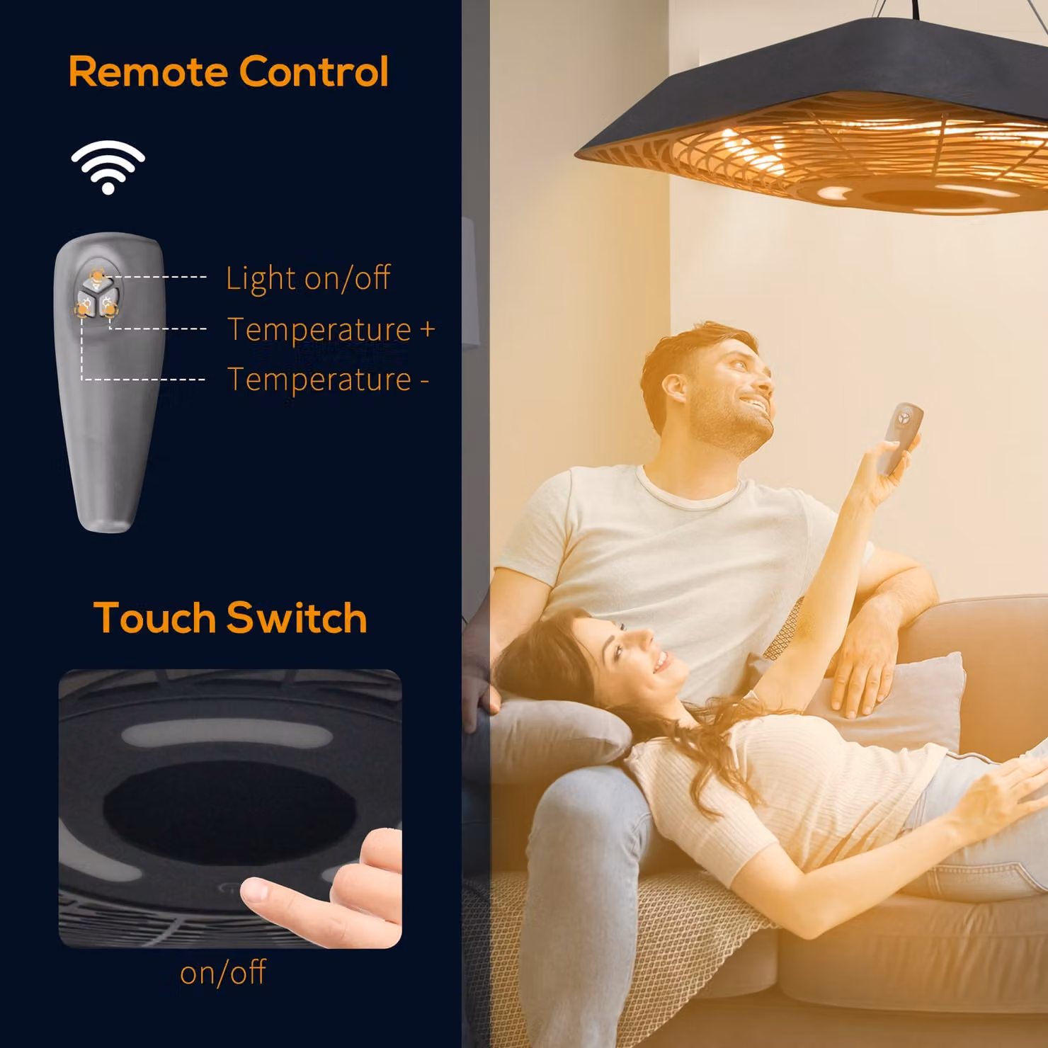 Outsunny 2000W Electric Ceiling Mounted Halogen Patio Heater with Remote Control in Black Aluminium – 6