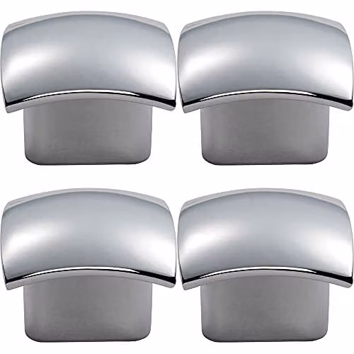 Loops 4 Pack Convex Face Cupboard Door Knobs in Polished Chrome, W: 33 mm, D: 30.5 mm – 1