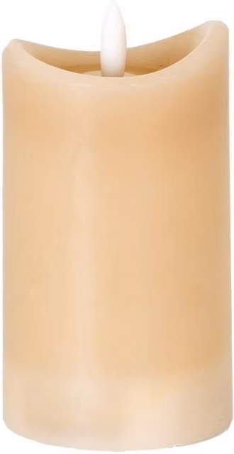 KDMD Luxe Collection Taupe Melted LED Pillar Candle, Beige, Round Tabletop Design with Flicker Effect