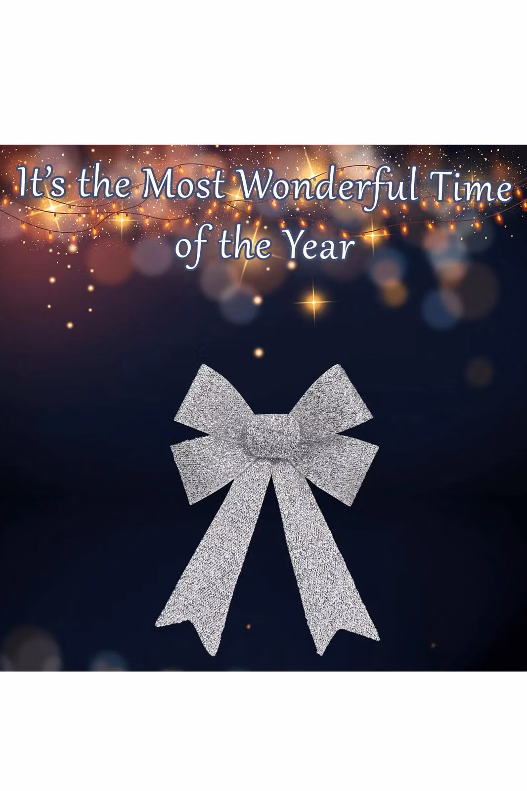 VFM e-Store Silver Tinsel Bow Christmas Decoration, W/D/H: 22 x 32 x 7 cm – 3