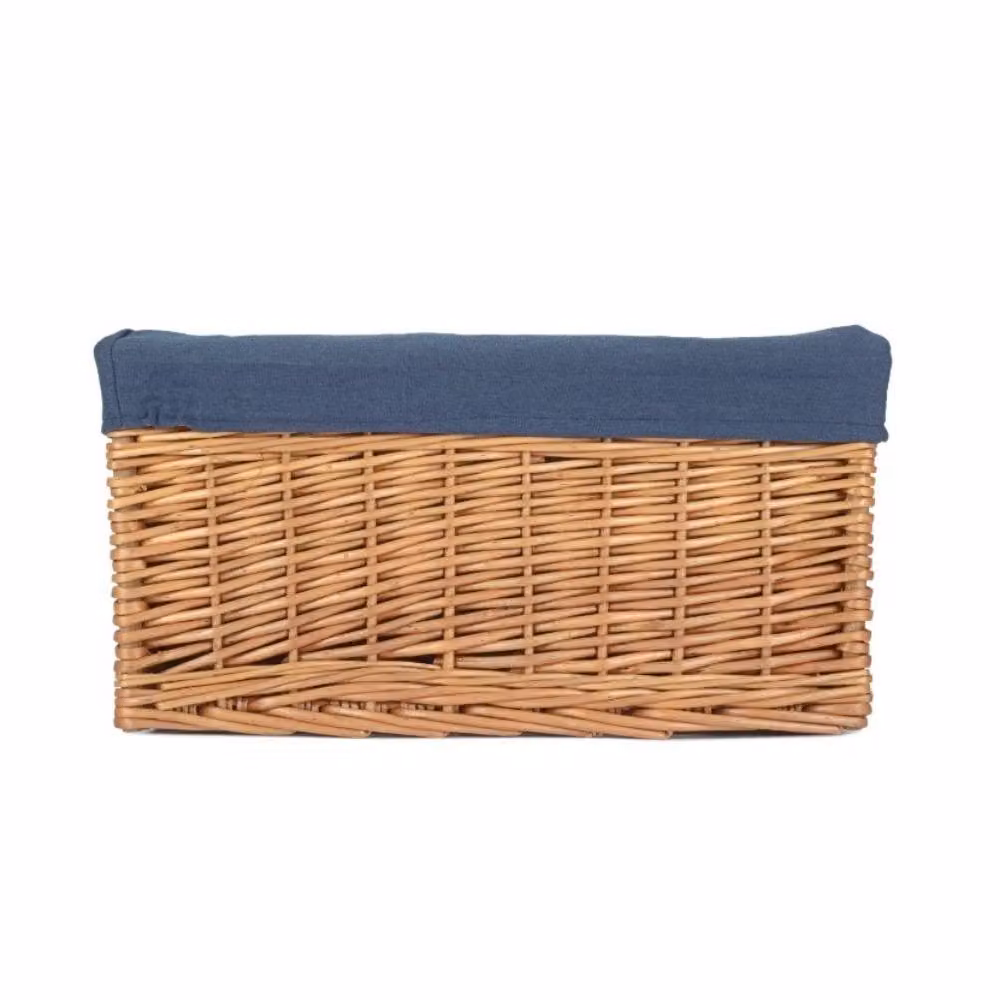 Red Hamper Blue Double Steamed Willow Storage Basket with Navy Cotton Lined Removable Bag and Handles, W/D/H: 37.0 x 19.0 x 24.0 cm – 2