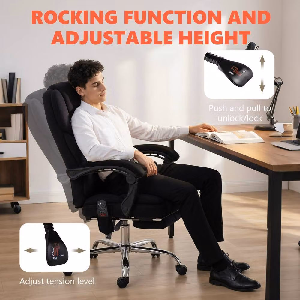 STILVORA Black Velvet Executive Office Chair with Headrest and Armrests – 9