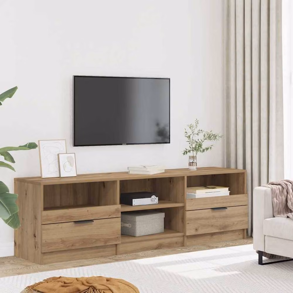 Berkfield Home Artisan Oak TV Cabinet in Brown, W: 150 cm, D: 33.5 cm, H: 45 cm – 2