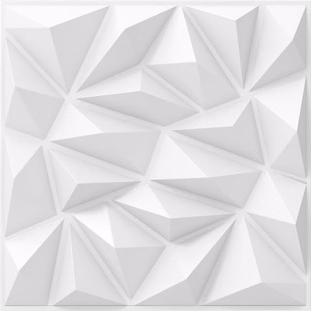 Gymax 20-Pack White Geometric 3D PVC Wall Tiles for DIY Painting and Cutting