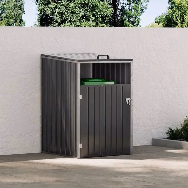 KORVIXA Single Wheelie Bin in Black, W/D/H: 100 x 100 x 122 cm – 1