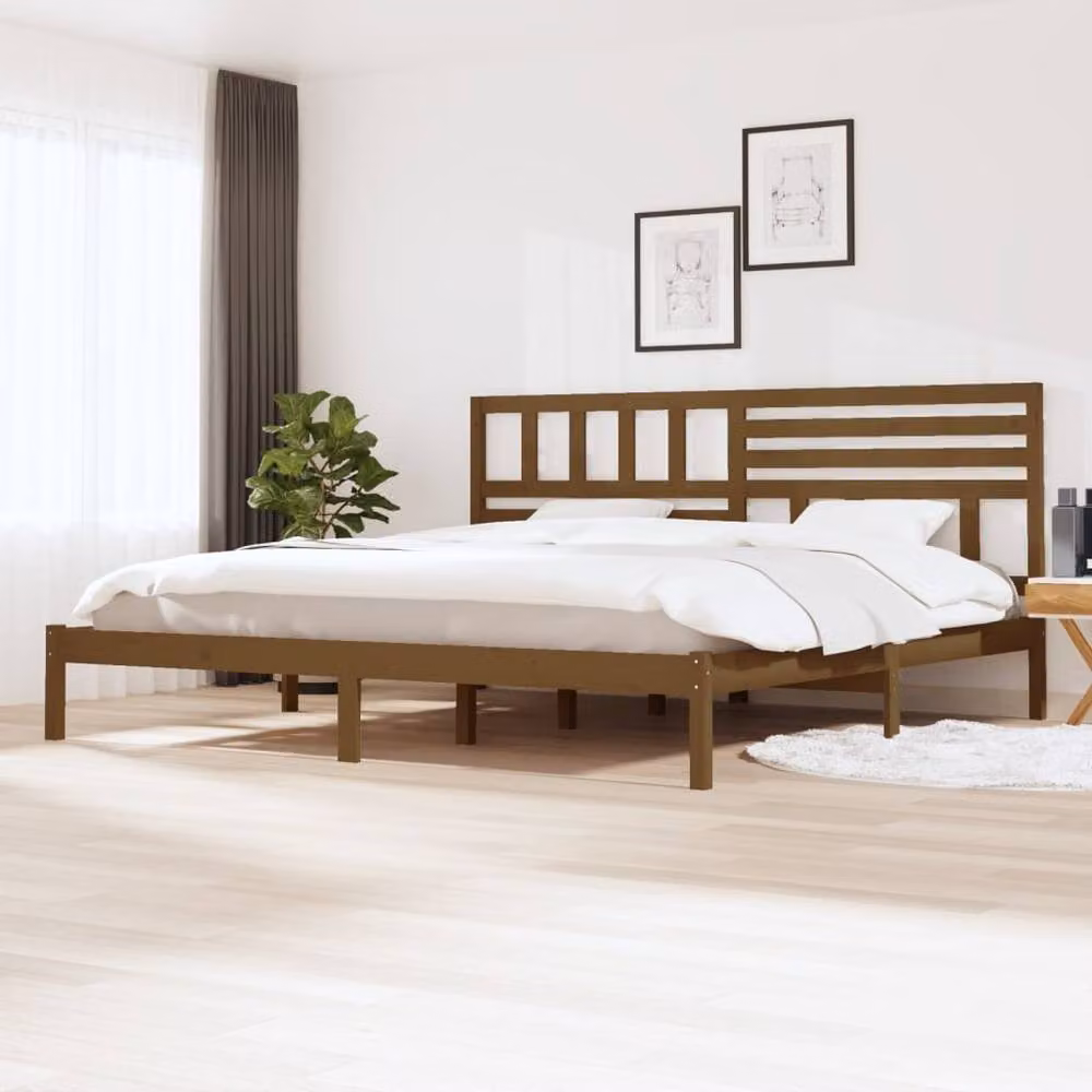 Berkfield Home Rustic Solid Wood Pine Bed Frame, Brown, 200 x 200 cm – 2
