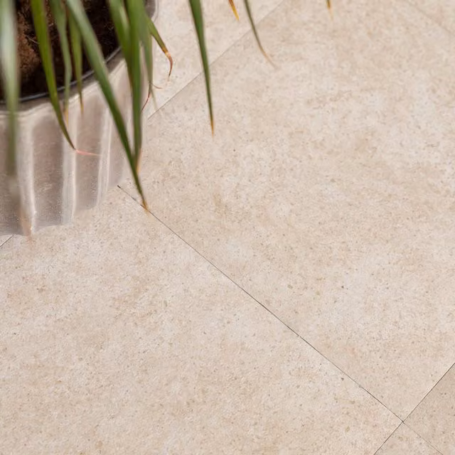 d-c-fix Travertine Self-adhesive Vinyl Floor Tiles, Beige Marbled Stone Look, W: 30.48 cm x D: 30.48 cm