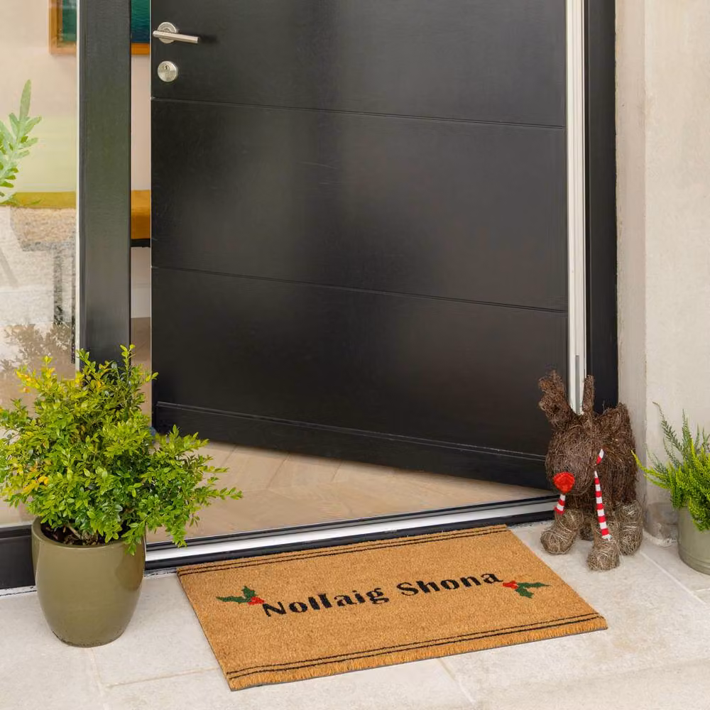 Kukoon Christmas Nollaig Front Door Mat, Beige Coir Rug, W: 45 cm x D: 70 cm – 2