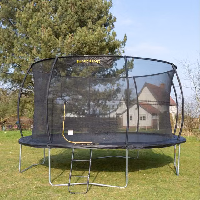 JumpKing Combo Deluxe Trampoline in Black with Galvanised Steel Frame, 14ft