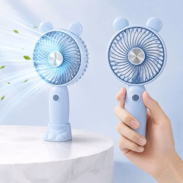 NESTLUNE Portable Mini Hand-held and Desk Fan in Blue