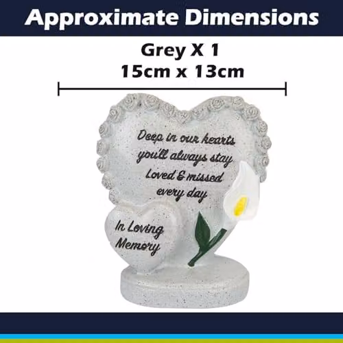 VFM e-Store Memorial Flower Pot Ornament, Grey, W: 15 cm, D: 13 cm, H: 8 cm – 2