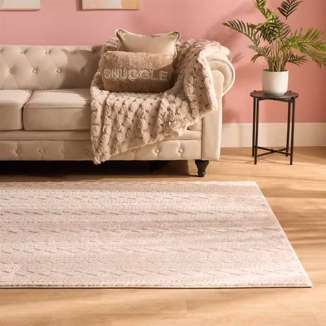 OHS Non-Slip Cable Knit Jacquard Rug in Beige, W/D/H: 160 x 230 cm – 1