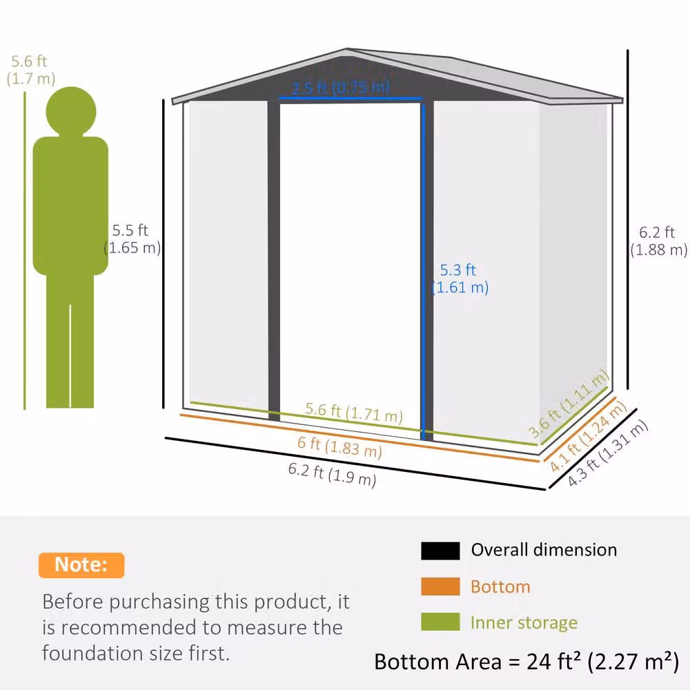 Rolipo Galvanised Steel Garden Shed with Lock, Oak Brown, W/D/H: 121.92 x 188.0 x 188.0 cm – 4