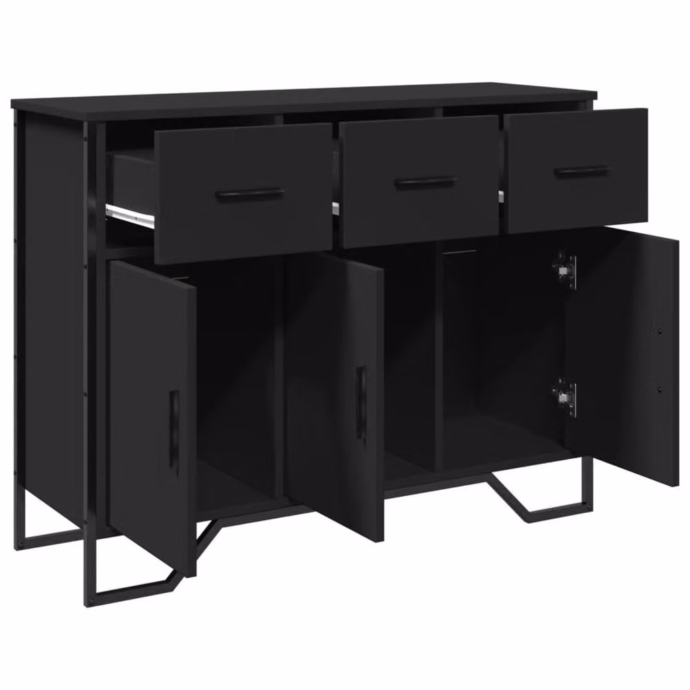 Berkfield Home Modern Black Matt Sideboard, W/D/H: 97 x 32.5 x 74.5 cm – 4