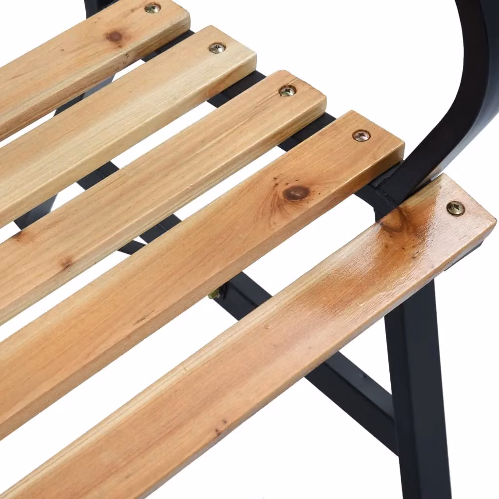 Berkfield Home Vintage Wood and Metal Garden Bench in Black, Width: 120 cm – 5