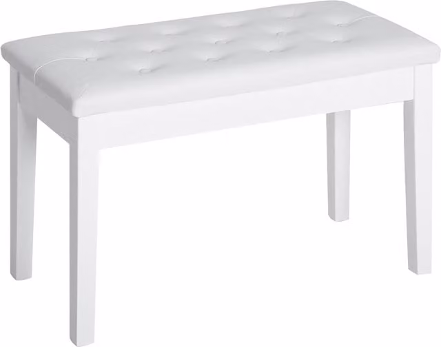 HOMCOM White PU Leather Padded Dressing Table Stool with Storage, W/D/H: 76 x 36 x 50 cm
