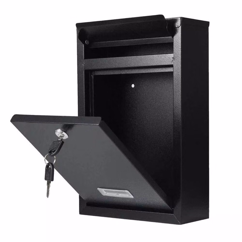 FORGEVIO Simple Outdoor Lockable Letter Post Box in Black, W/D/H: 32.0 x 21.5 x 9.0 cm – 4