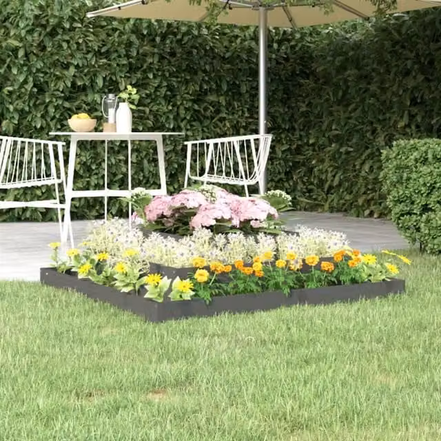 Berkfield Home Grey Wooden Raised Bed Planter W/D/H: 110 x 110 x 27 cm