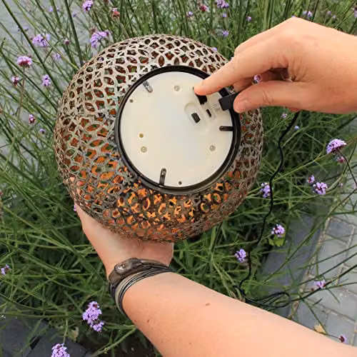 Luxform Beehive Tripod Outdoor Garden Light, USB Rechargeable, Black and Gold/Brass, Warm White, 15 Lumen with 24hr Timer – 5
