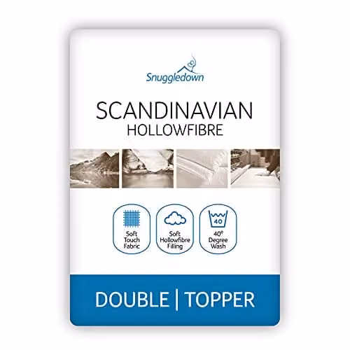 Snuggledown Classic Hollowfibre Double Mattress Topper, White, W/D/H: 140 x 200 cm – 1