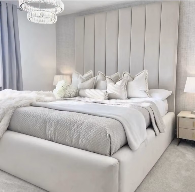 Osaka Upholstered Fabric Bed Frame by Beds NK Ltd in White